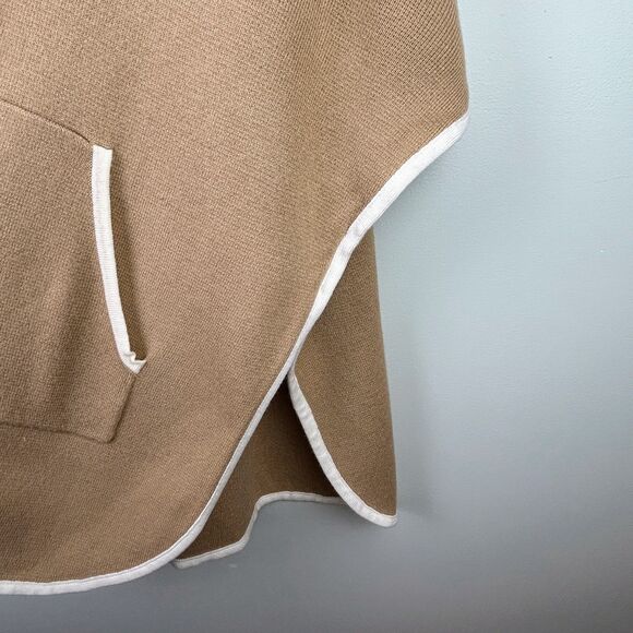 Chico’s Knit Poncho Cape Tan Cardigan Sweater Hooded Lagenlook Women One Size - Picture 6 of 15